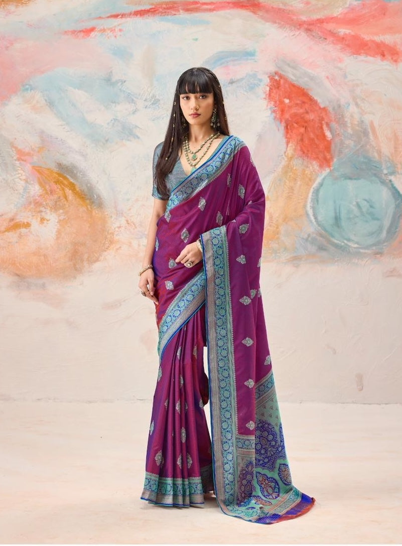 Wine Purple Readymade/Easy Kanjivaram Saree - Panaash Saree