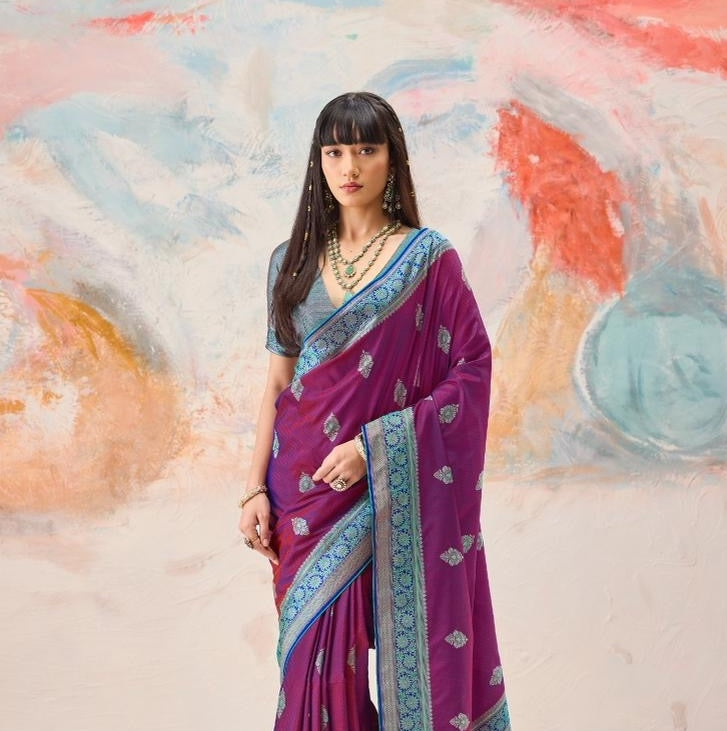 Wine Purple Readymade/Easy Kanjivaram Saree - Panaash Saree