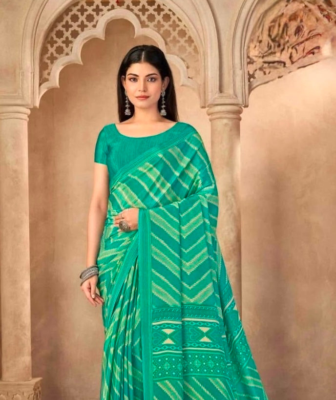 Sea Green Crepe Silk Ready To Wear/Easy Saree by Stylebypanaash 