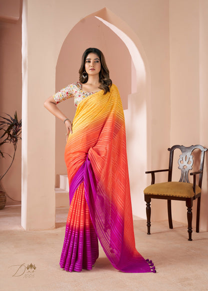 Multicolor Linen Easy/Readymade Saree