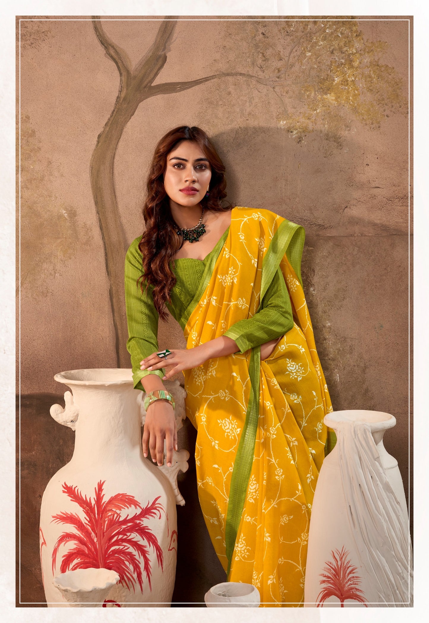 Yellow Mul Mul Cotton Easy/Readymade Saree