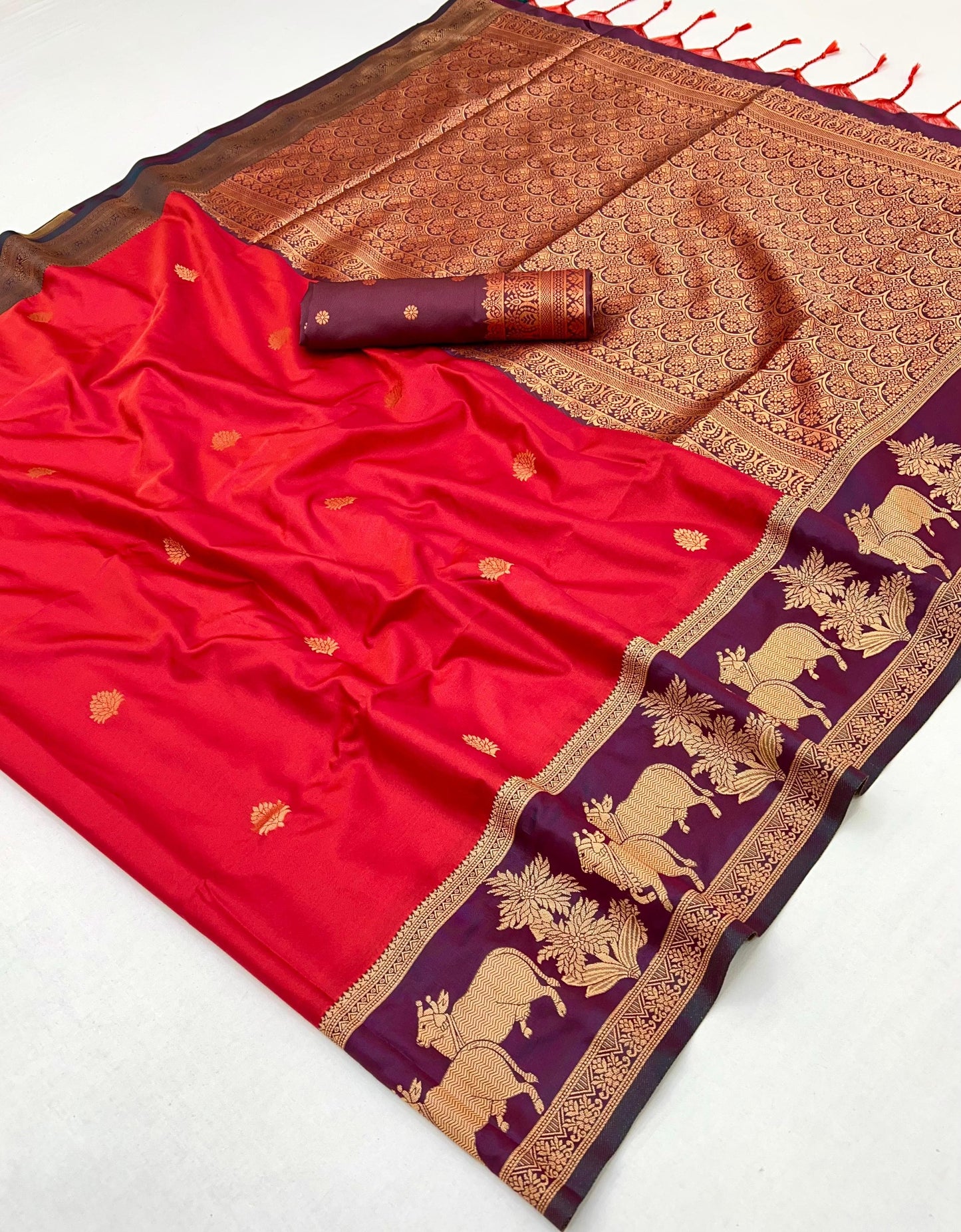 Red Kanjivaram Silk Readymade/Easy Saree