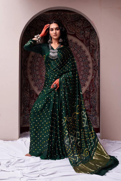 Green Soft Silk Ready To Wear/Easy Saree by Stylebypanaash