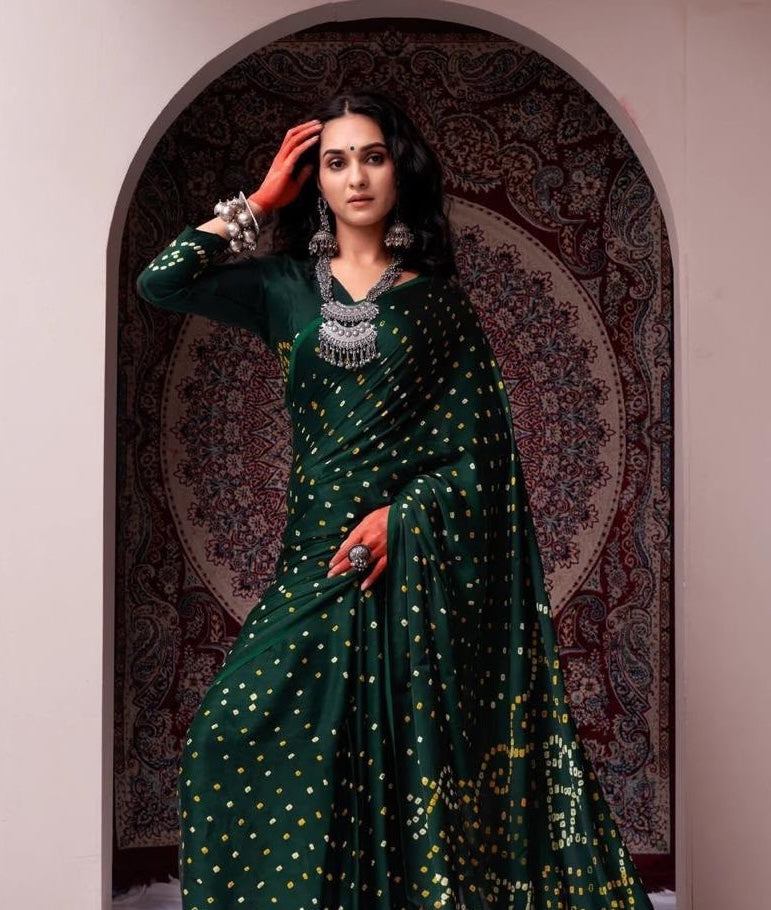 Green Soft Silk Ready To Wear/Easy Saree by Stylebypanaash