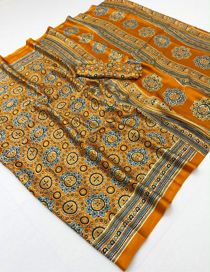 Yellow Modal Silk Ready To Wear/Easy Saree by Stylebypanaash