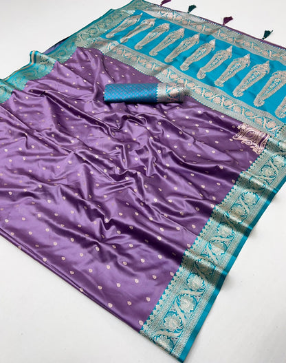 Lavender Purple Satin Silk Readymade/Easy Saree - Panaash Saree