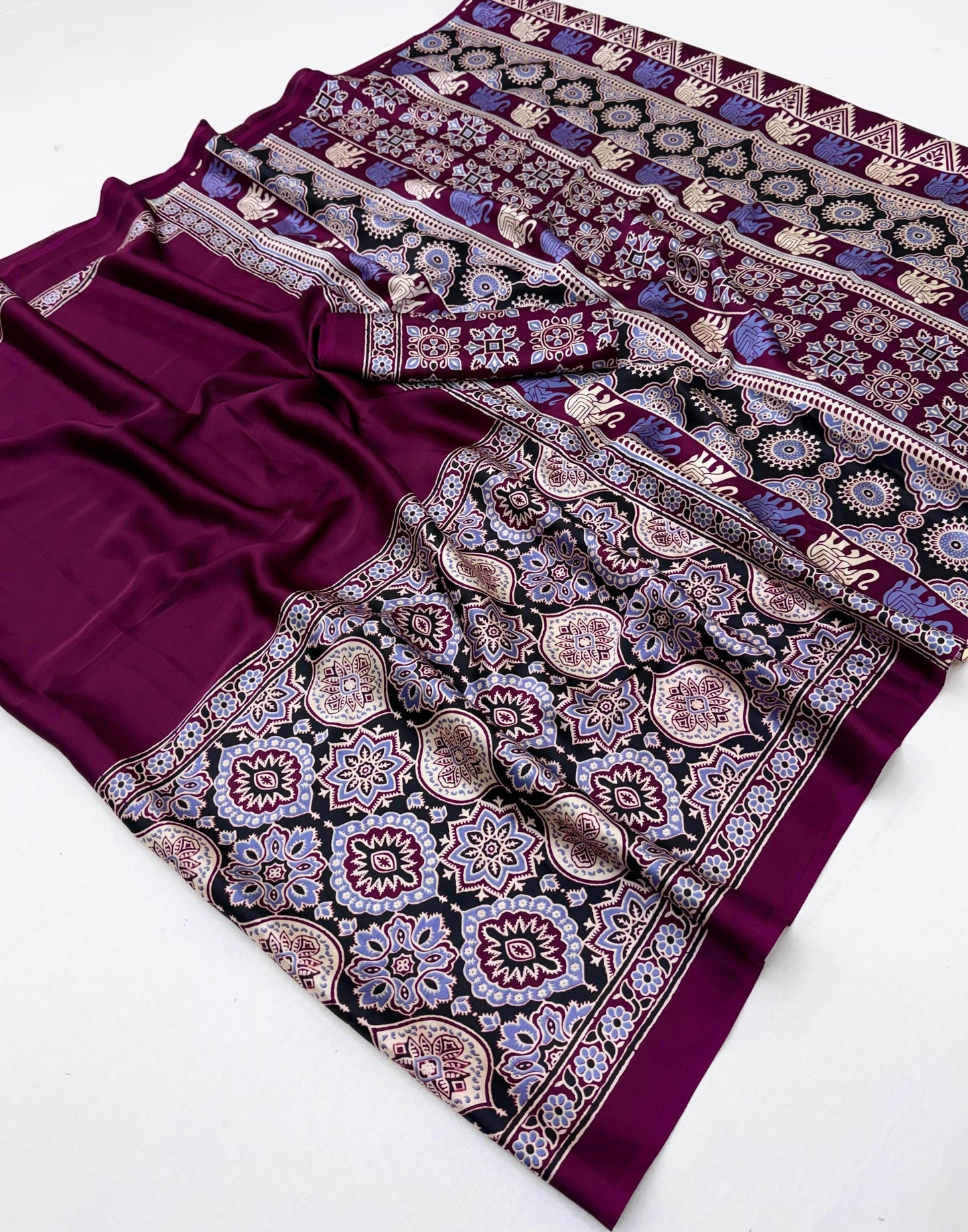 Magenta Crepe Silk Ready To Wear/Easy Saree - Panaash Saree