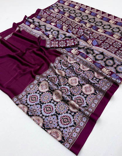 Magenta Crepe Silk Ready To Wear/Easy Saree - Panaash Saree