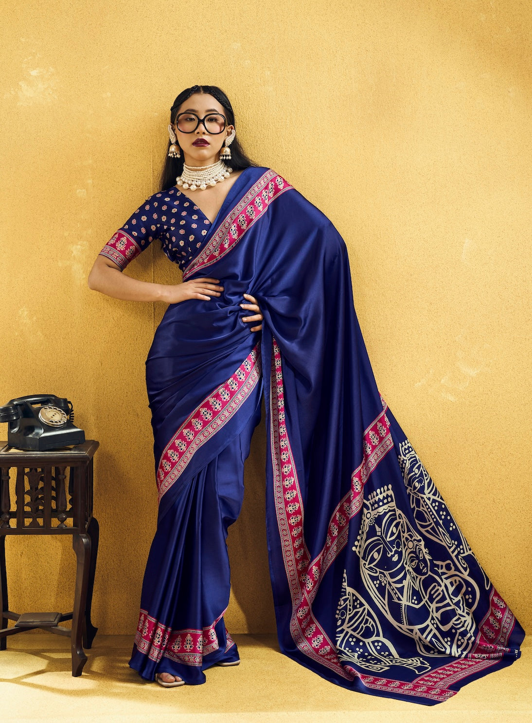Blue Modal Silk Ready To Wear/Easy Saree