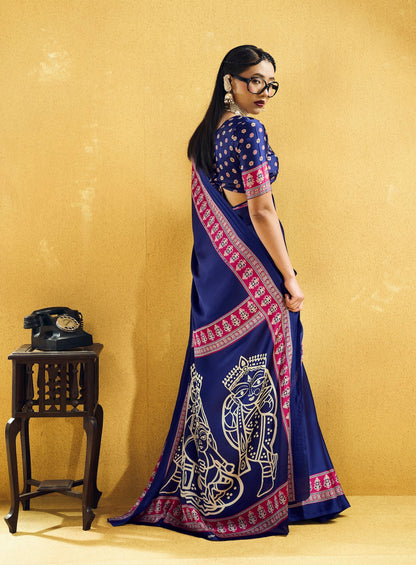 Blue Modal Silk Ready To Wear/Easy Saree