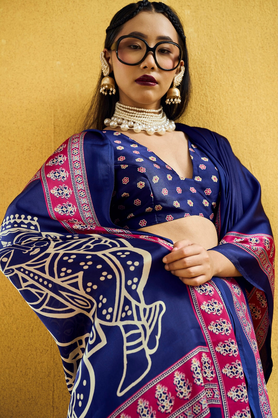 Blue Modal Silk Ready To Wear/Easy Saree