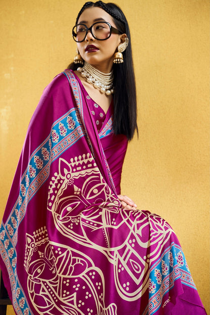 Magenta Modal Silk Ready To Wear/Easy Saree