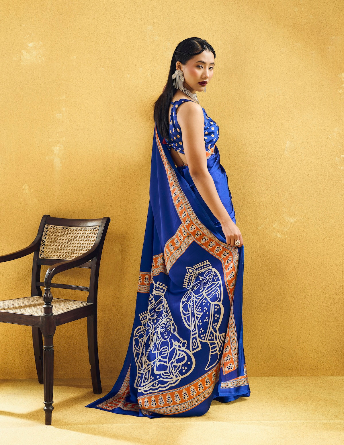 Indigo Blue Modal Silk Ready To Wear/Easy Saree