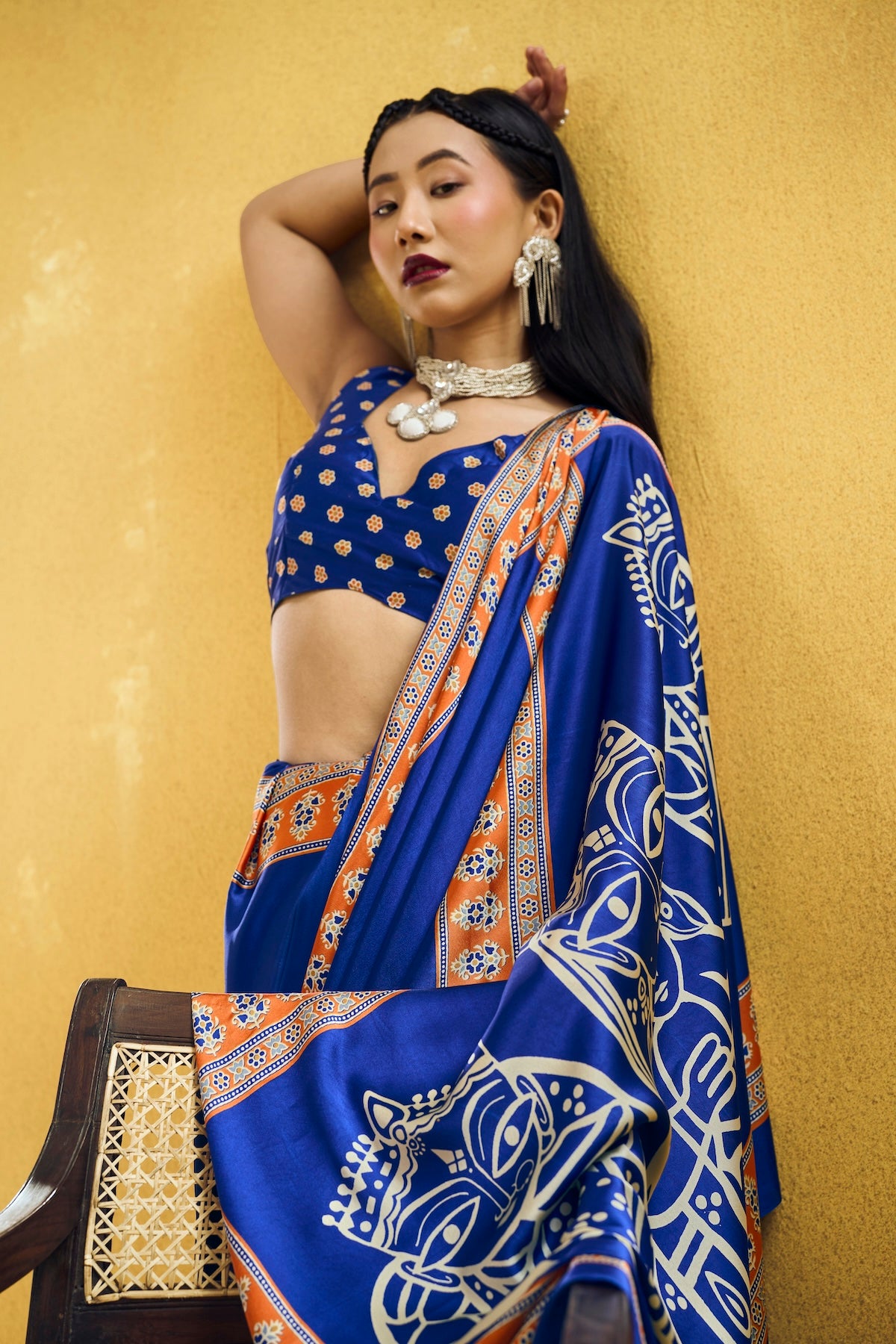 Indigo Blue Modal Silk Ready To Wear/Easy Saree