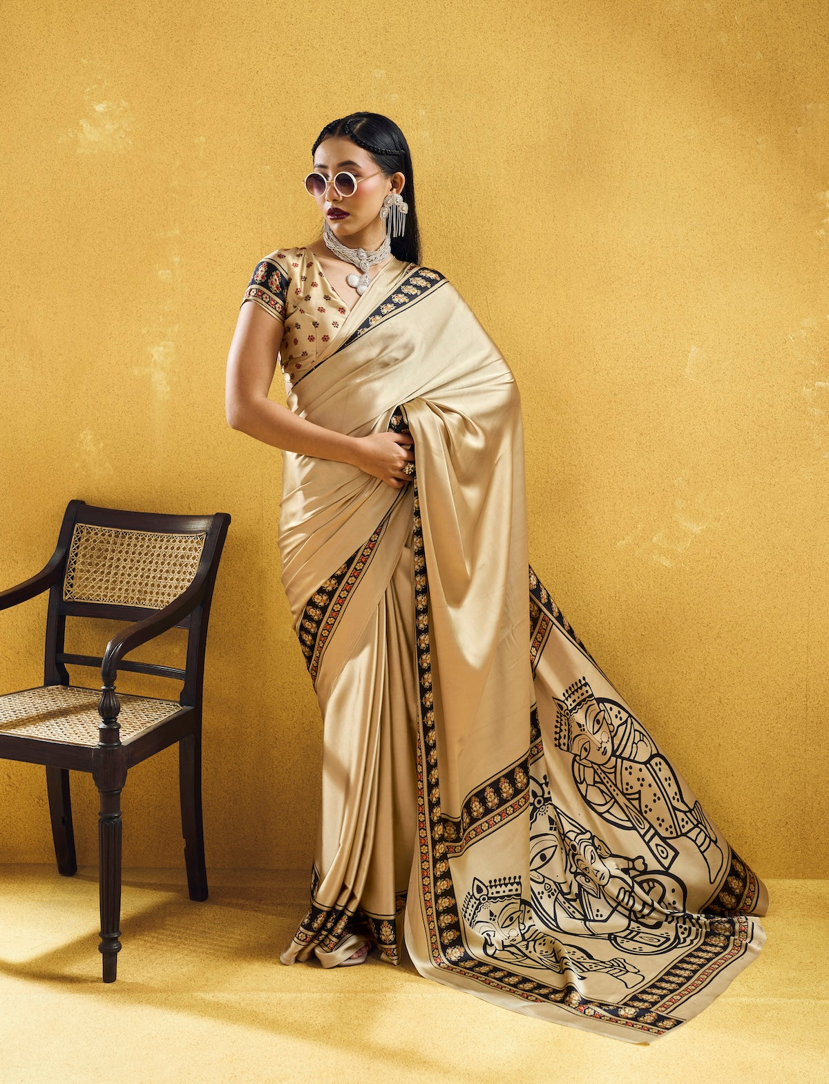 beige ready to wear saree from stylebypanaash