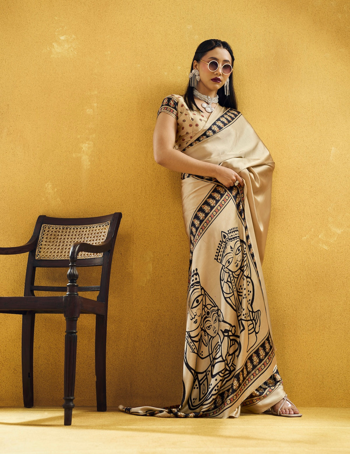 beige ready to wear saree from stylebypanaash