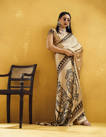 beige ready to wear saree from stylebypanaash
