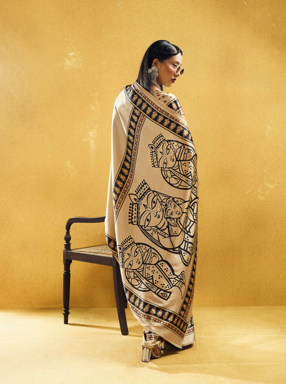beige ready to wear saree from stylebypanaash