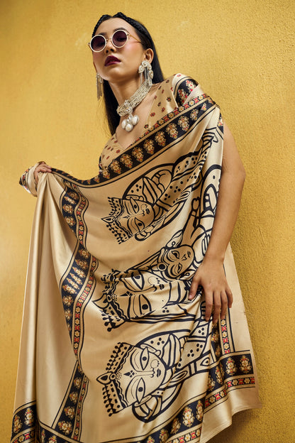 beige ready to wear saree from stylebypanaash
