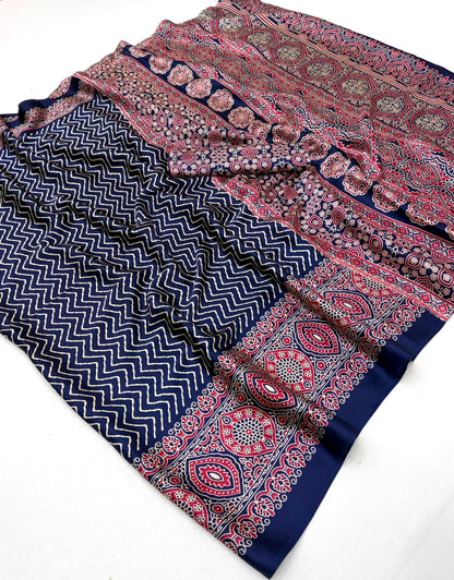 Blue Modal Satin Office Wear Ready To Wear/Easy Saree - Panaash Saree