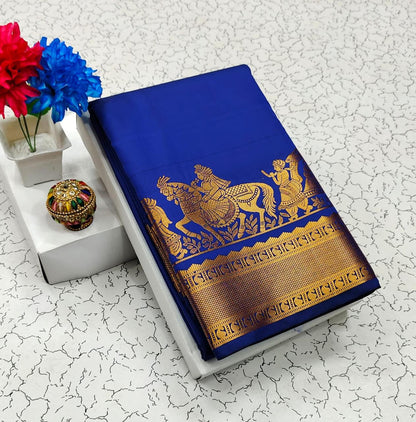 Blue Kanjivaram Silk Ready To Wear/Easy Saree - Panaash Saree