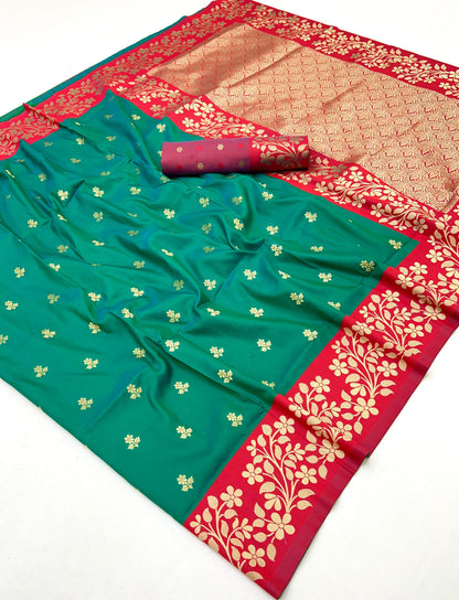 Sea Green Kanjivaram Silk Readymade/Easy Saree