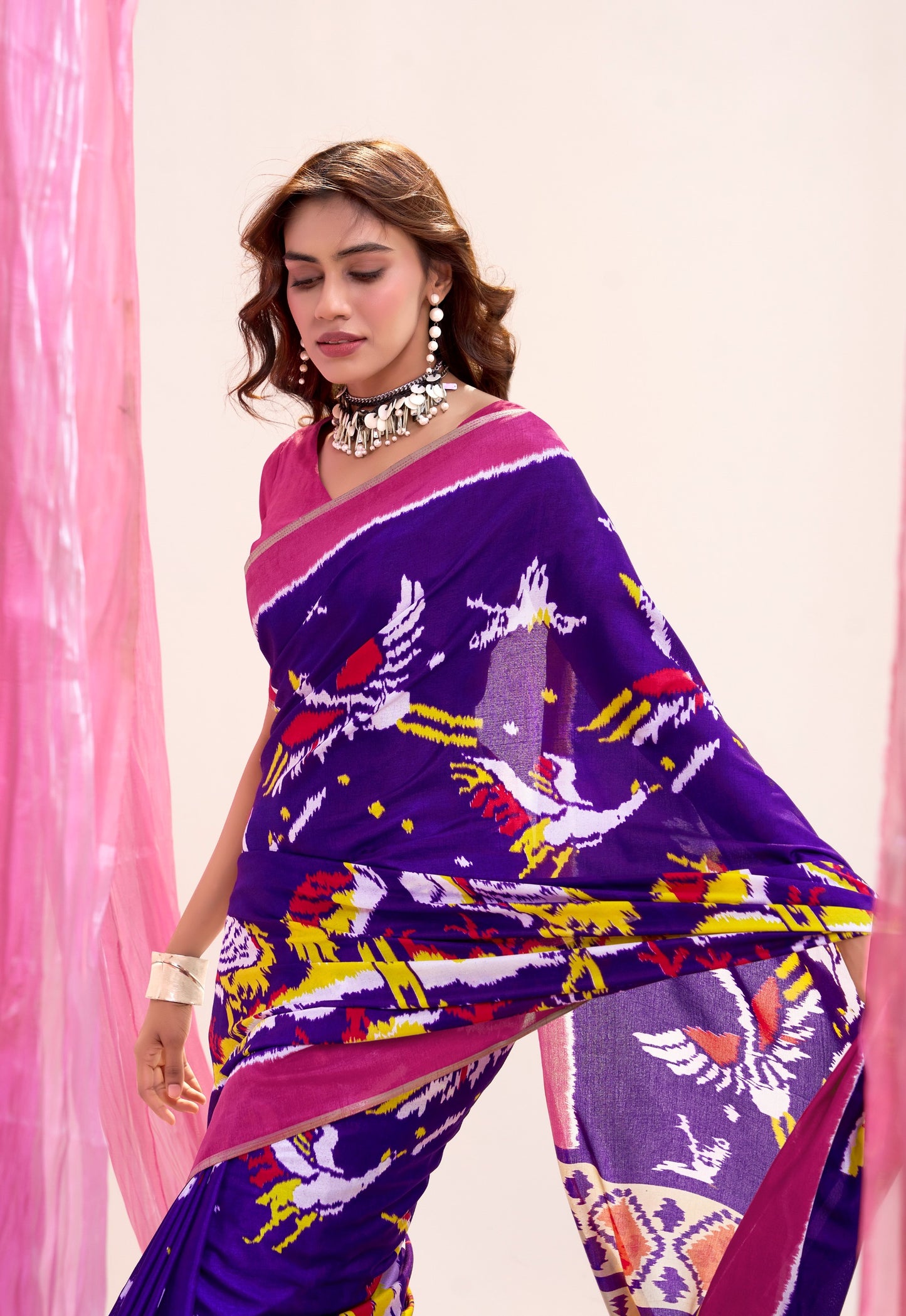 Purple Mul Mul Cotton Easy/Readymade Saree