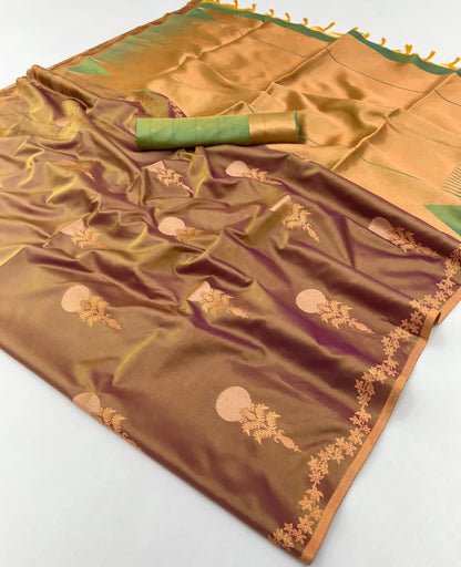 Dusty Rose Kanjivaram Silk Readymade/Easy Saree - Panaash Saree
