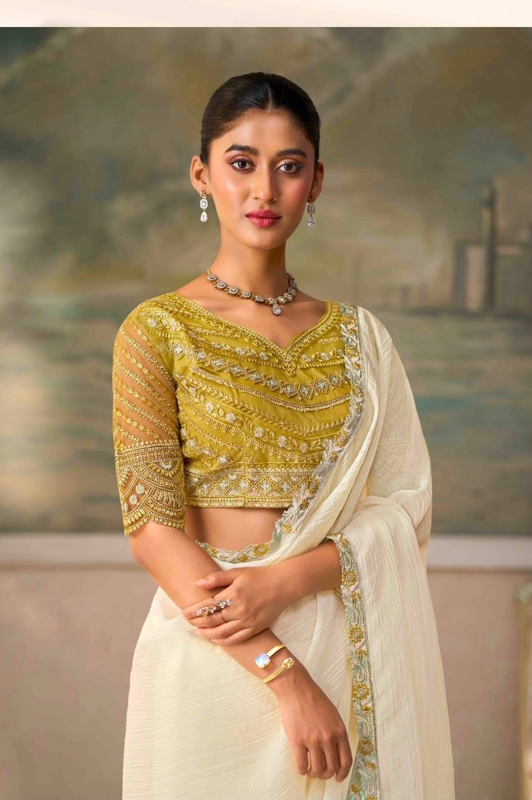 White Cocktail Ready To Wear/Easy Saree by Stylebypanaash 