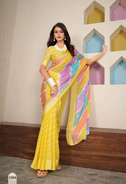 Multi Color Georgette Readymade/Easy Saree