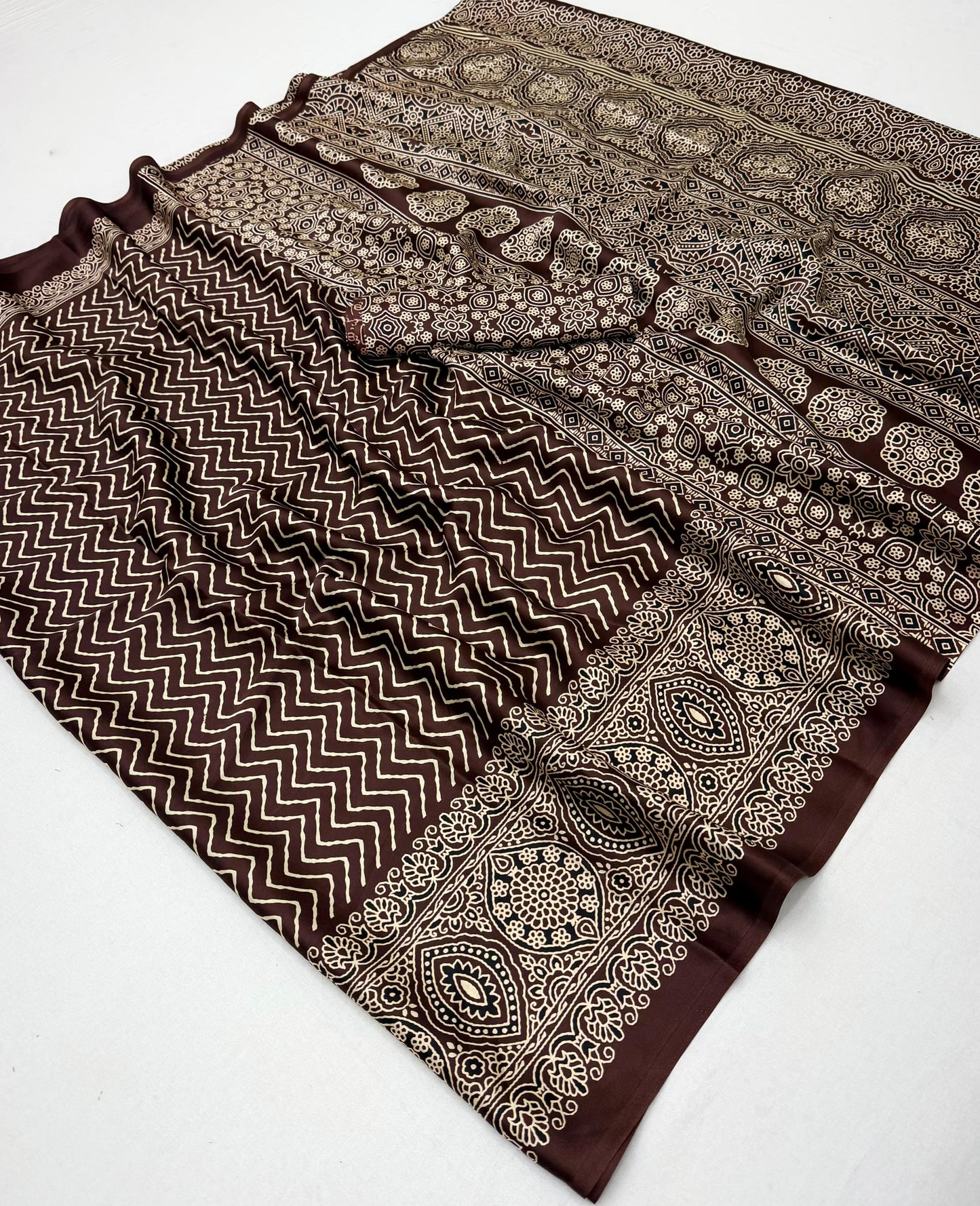 Brown Modal Satin Office Wear Ready To Wear/Easy Saree - Panaash Saree