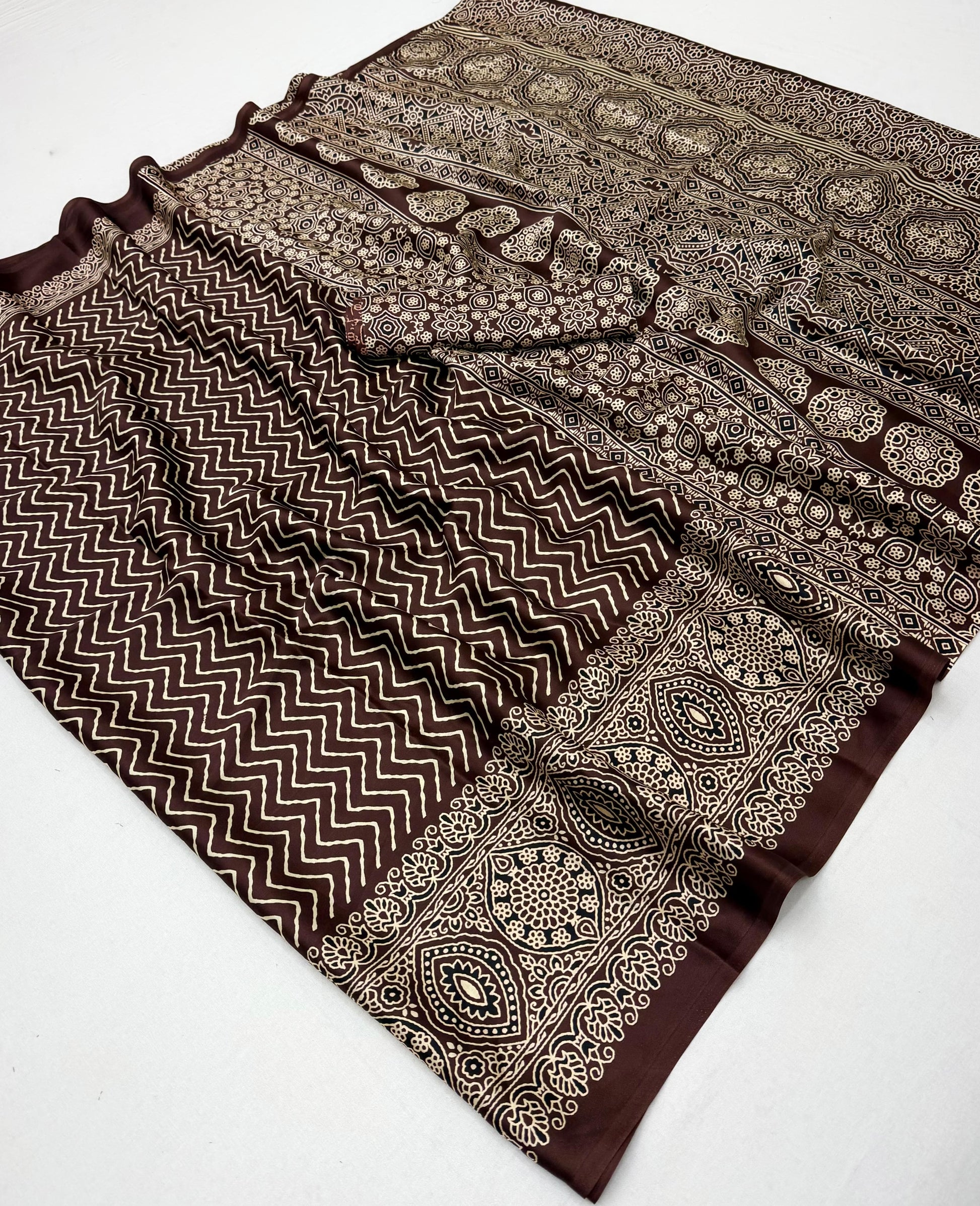 Brown Modal Satin Office Wear Ready To Wear/Easy Saree - Panaash Saree