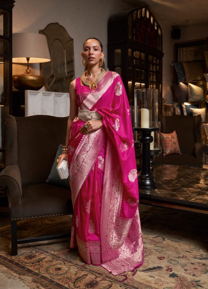 Pink Khadi Georgette Readymade/Easy Saree