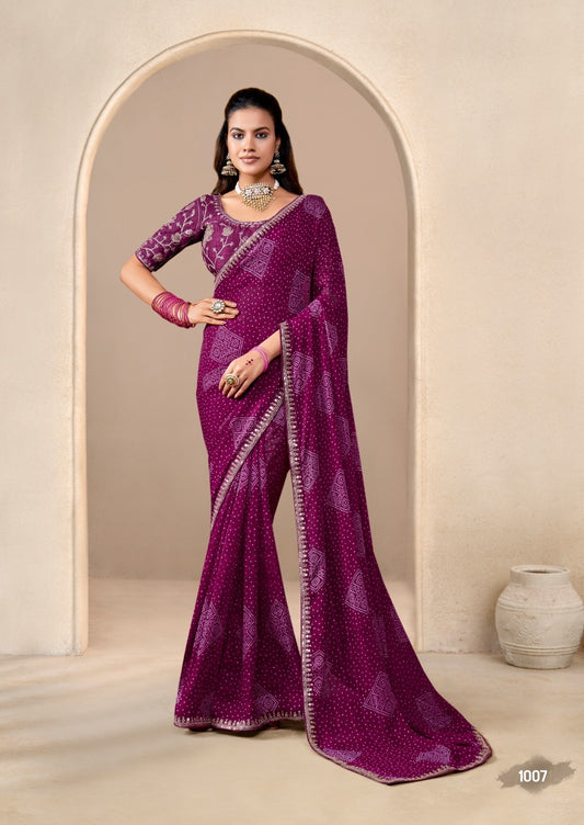 Magenta Georgette Readymade/Easy Saree