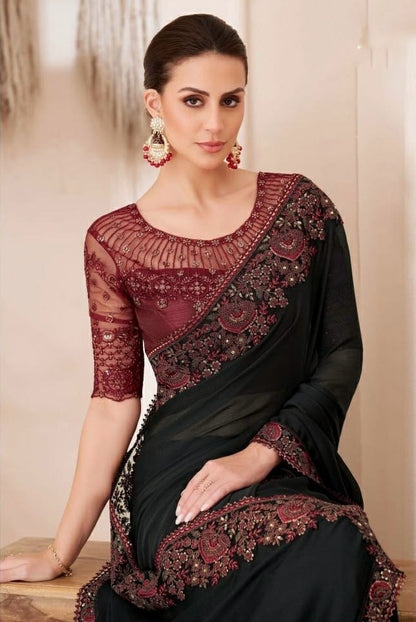 Black Cocktail Readymade Saree