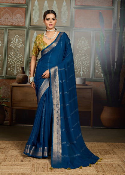 Navy blue Georgette Readymade/Easy Saree