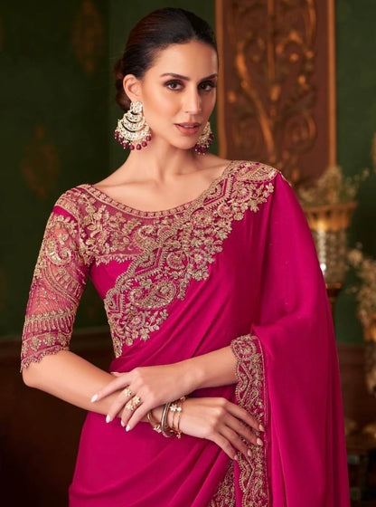 Pink Cocktail Party Wear Readymade Saree