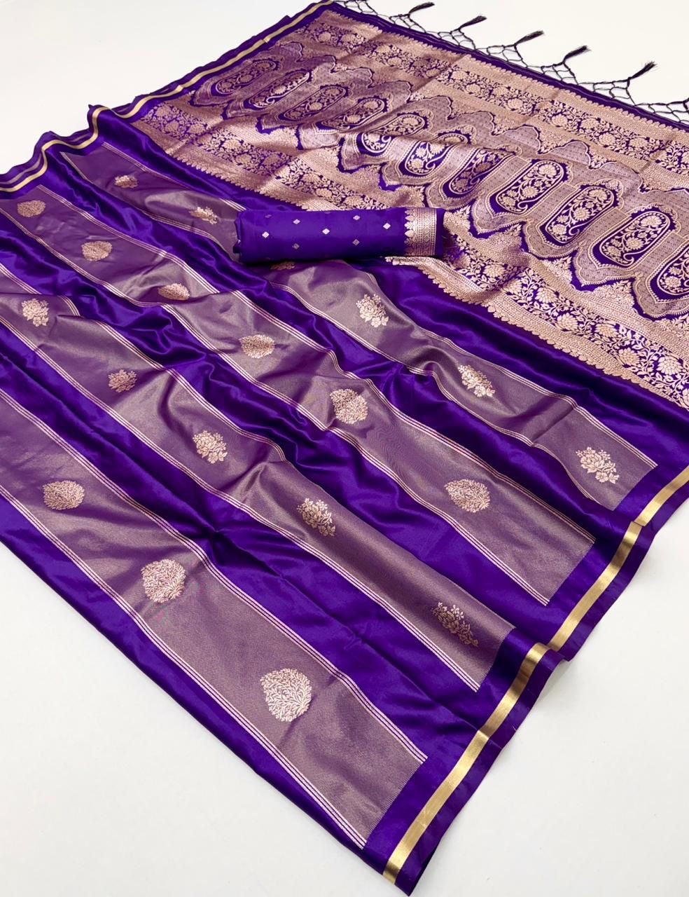 Purple Satin Silk Ready to wear/Easy Saree - Panaash Saree