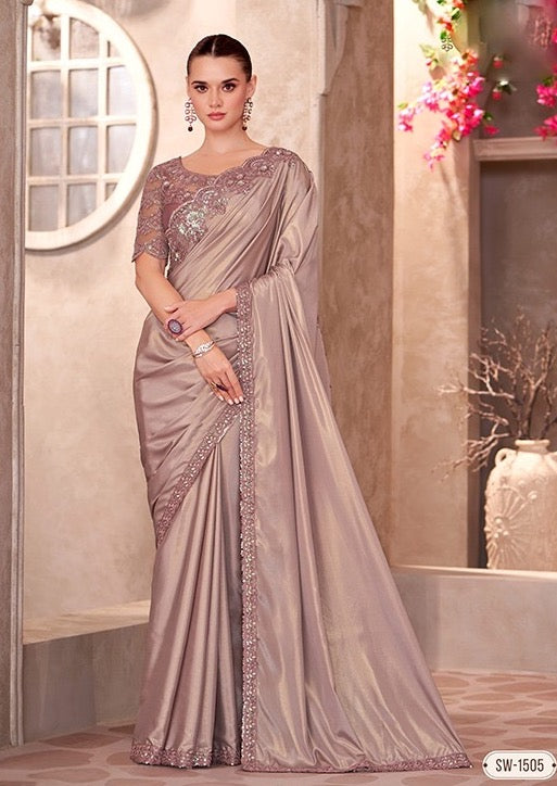 Beige Cocktail Party Wear Readymade Saree