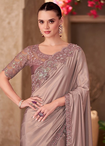 Beige Cocktail Party Wear Readymade Saree
