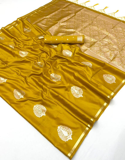 Yellow Satin Silk Ready To Wear/Easy Saree - Panaash Saree
