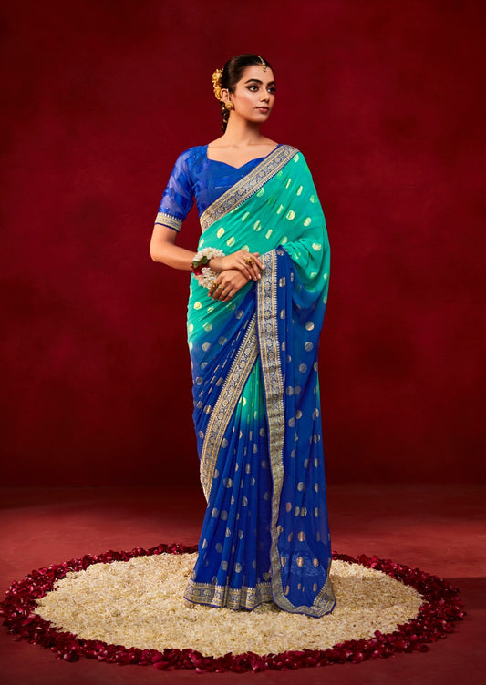 Multi Color Georgette Readymade Saree