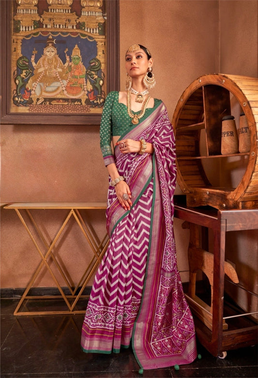 Hibiscus Patola Silk Readymade/Easy Saree