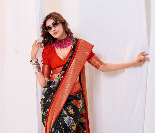 Multicolor Silk Cotton Readymade/Easy Saree