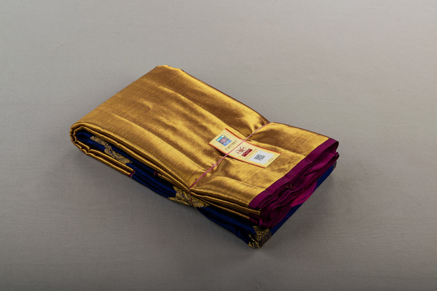 Dark Blue Handmade Kanchipuram Pure Silk Custom Sized Ready To Wear Saree