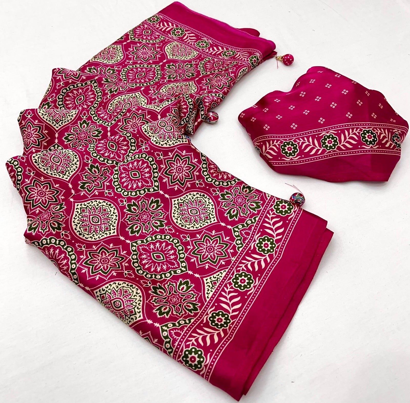 Deep Pink Crepe Silk Ready To Wear/Easy Saree - Panaash Saree