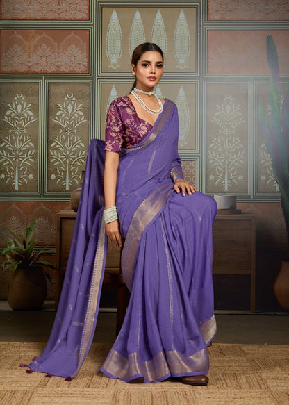 Purple Georgette Readymade/Easy Saree
