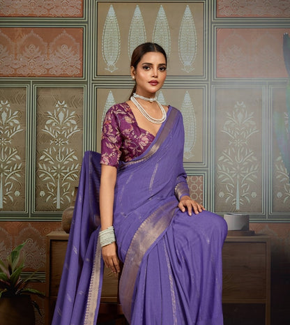 Purple Georgette Readymade/Easy Saree
