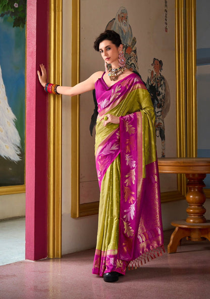 Parrot Green Readymade/Easy Kanjivaram Saree