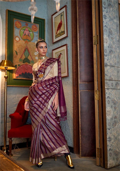 Maroon Banarasi Silk Readymade/Easy Saree